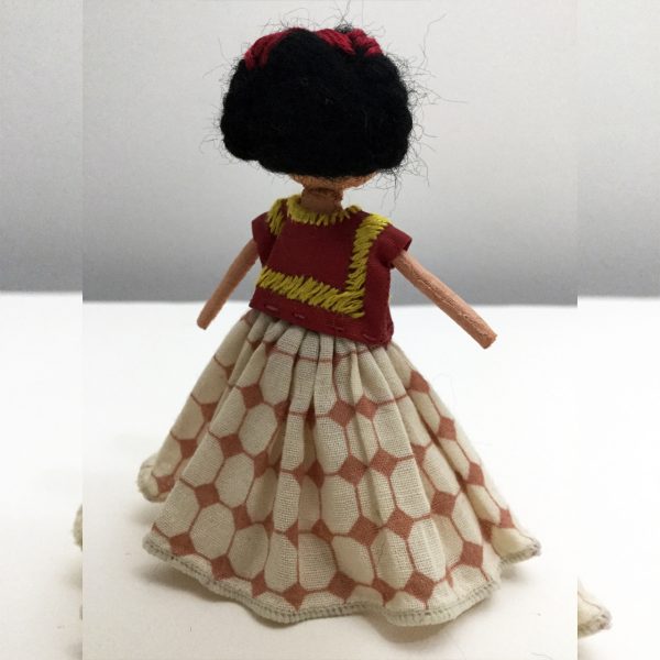 Mini Frida Kahlo Doll in Red Huipil & Printed Skirt - Image 4