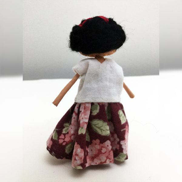 Mini Frida Kaho Doll in Embroidered White Huipil - Image 6