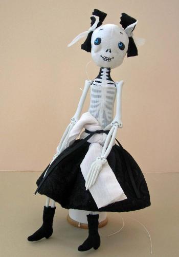 Skeleton in black and white